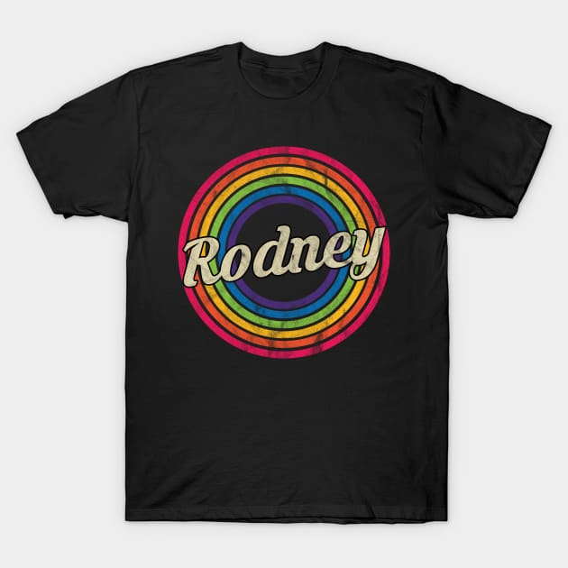 Rodney - Retro Rainbow Faded-Style T-Shirt by MaydenArt